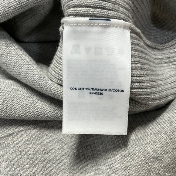 LANDS’ END 100% Cotton Women’s Grey Vee Neck Long Sleeve Sweater Unisex US Sz S - Picture 7 of 9